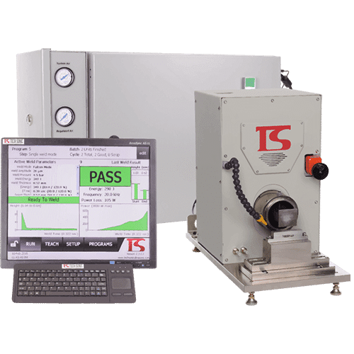 US-3620P Ultrasonic metal spot welding is utilized for a diverse range of welding applications such as photo-voltaic cell connections in batteries.